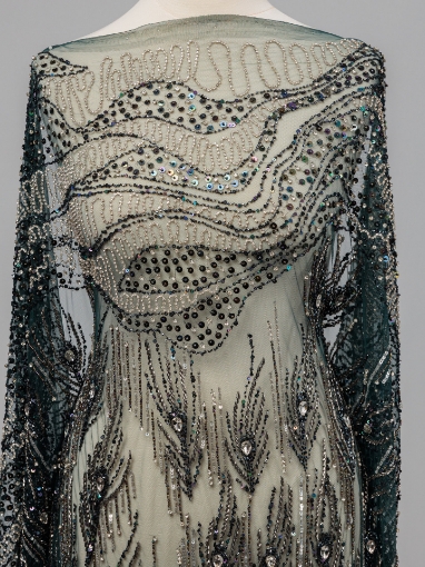 Picture of Bead and Petrol Green Crystal Embroidery