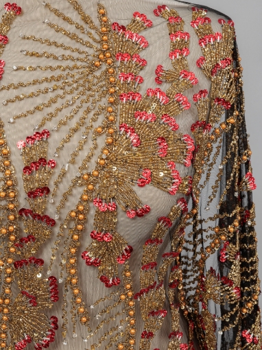 Picture of "Bead and Sequin Embroidery Golden Red"