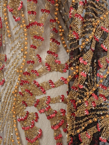 Picture of "Bead and Sequin Embroidery Golden Red"