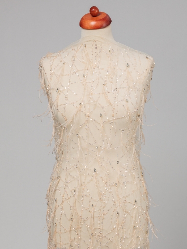 Picture of Champagne embroidery with crystals and feathers