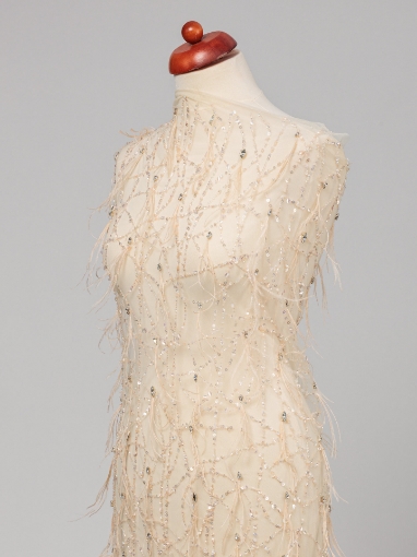 Picture of Champagne embroidery with crystals and feathers