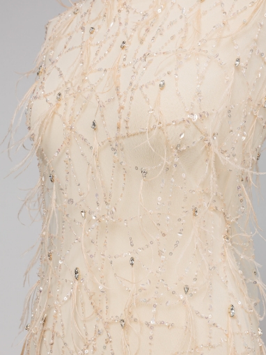 Picture of Champagne embroidery with crystals and feathers