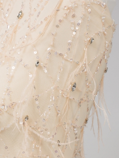 Picture of Champagne embroidery with crystals and feathers