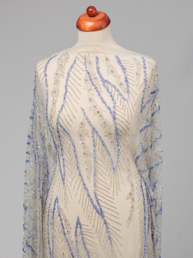 Picture of Silver crystal embroidery with blue beads