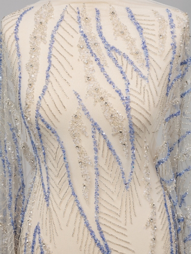 Picture of Silver crystal embroidery with blue beads