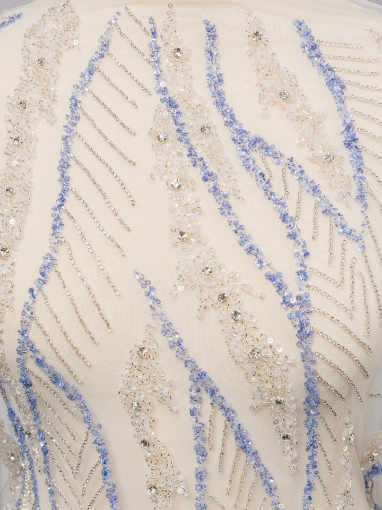Picture of Silver crystal embroidery with blue beads