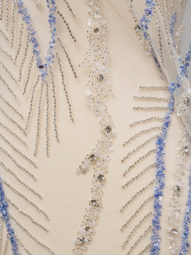 Picture of Silver crystal embroidery with blue beads