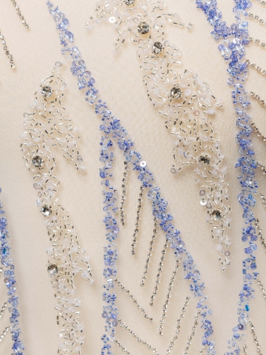 Picture of Silver crystal embroidery with blue beads