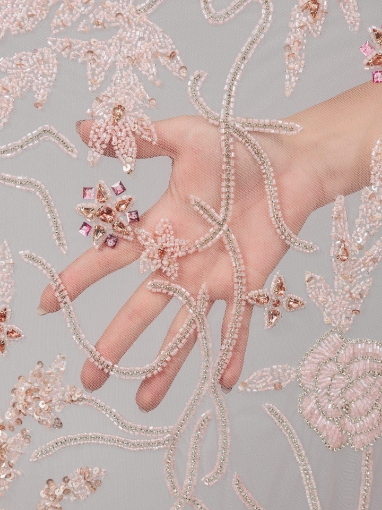 Picture of "Embroidery with crystals and pink beads"