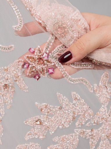 Picture of "Embroidery with crystals and pink beads"