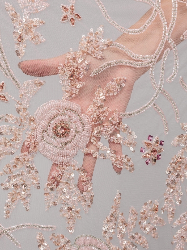 Picture of "Embroidery with crystals and pink beads"