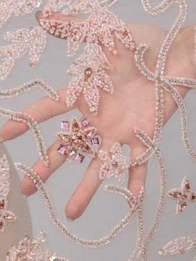 Picture of "Embroidery with crystals and pink beads"