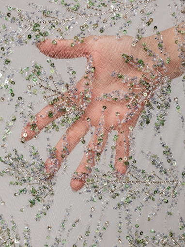 Picture of Bead and pistachio green crystal embroidery