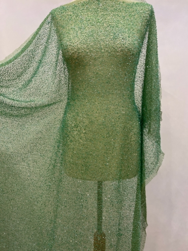 Picture of Mesh embroidery with green glass beads