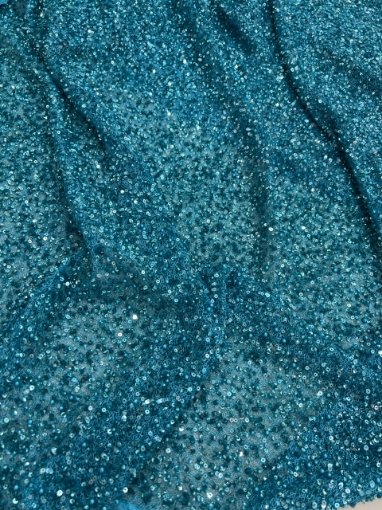 Picture of Beadwork with turquoise beads, pearls, and sequins