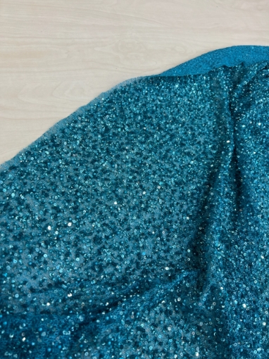 Picture of Beadwork with turquoise beads, pearls, and sequins