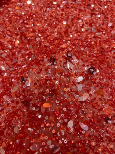 Picture of "Embroidery with pearls, sequins, and beads Sparkling Red"