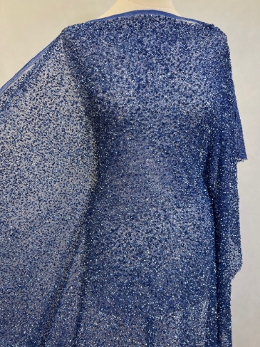 Picture of Royal Blue sequin mesh embroidery