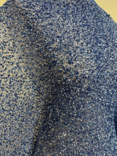 Picture of Royal Blue sequin mesh embroidery