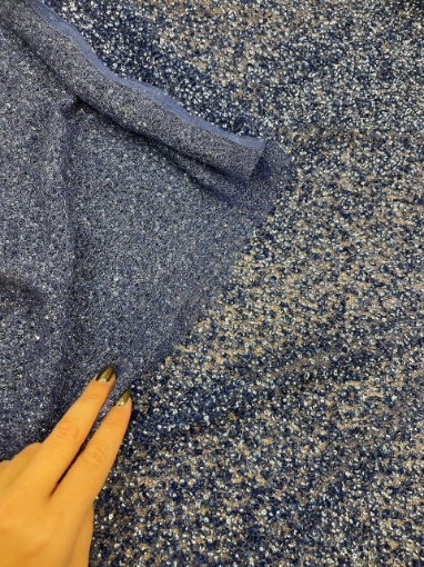 Picture of Royal Blue sequin mesh embroidery