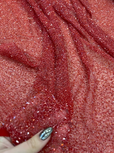 Picture of Red elastic mesh embroidery