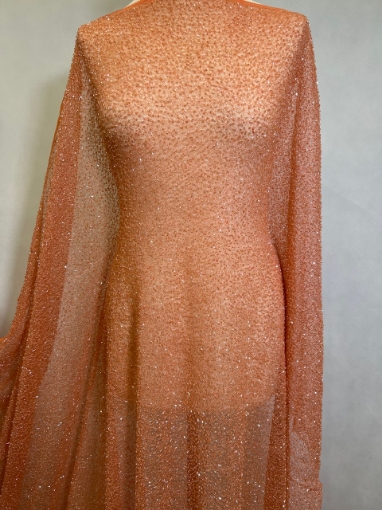 Picture of "Peach orange mesh lace with glass beads"