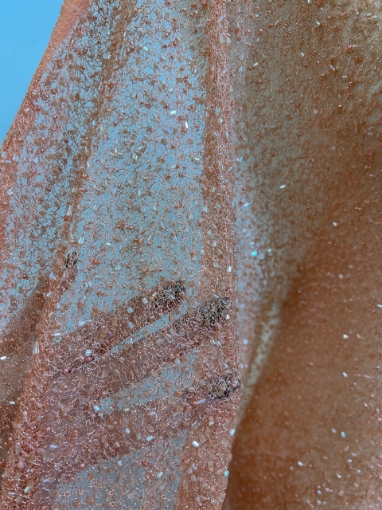 Picture of "Peach orange mesh lace with glass beads"