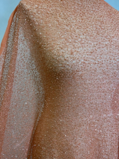 Picture of "Peach orange mesh lace with glass beads"