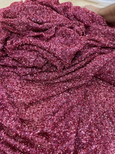 Picture of "Embroidery with fuchsia beads, pearls, and sequins"