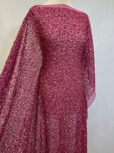 Picture of "Embroidery with fuchsia beads, pearls, and sequins"