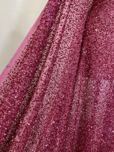 Picture of "Embroidery with fuchsia beads, pearls, and sequins"