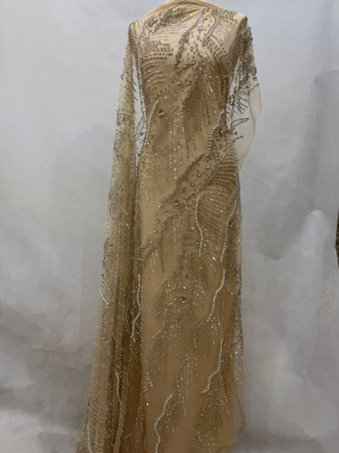 Picture of "Embroidery with crystals, pearls, and beads Champagne Rays"