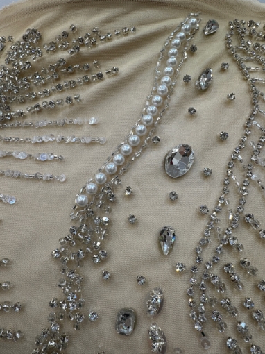 Picture of "Embroidery with crystals, pearls, and beads Champagne Rays"