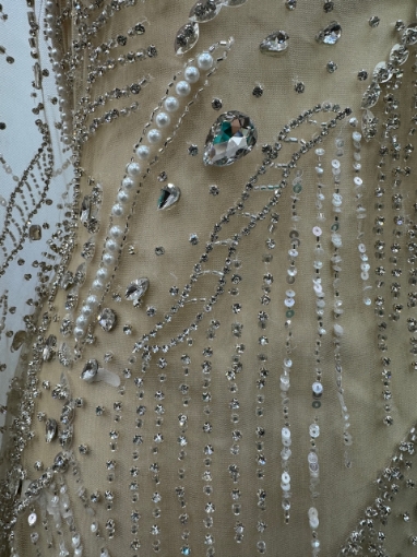 Picture of "Embroidery with crystals, pearls, and beads Champagne Rays"