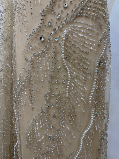 Picture of "Embroidery with crystals, pearls, and beads Champagne Rays"