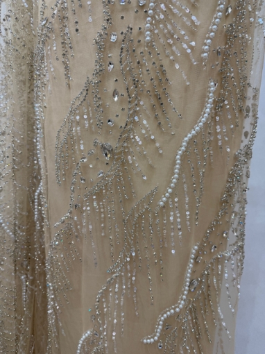 Picture of "Embroidery with crystals, pearls, and beads Champagne Rays"