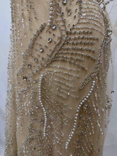 Picture of "Embroidery with crystals, pearls, and beads Champagne Rays"