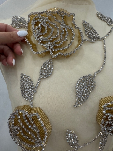 Picture of Gold Roses - Panou floral aplicatie gold&silver