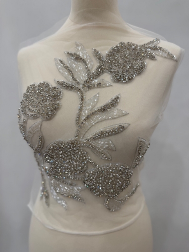 Picture of Silver Leafs - Panou floral aplicatie silver - white
