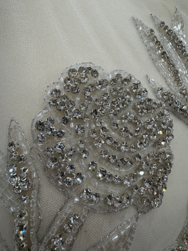 Picture of Silver Leafs - Panou floral aplicatie silver - white
