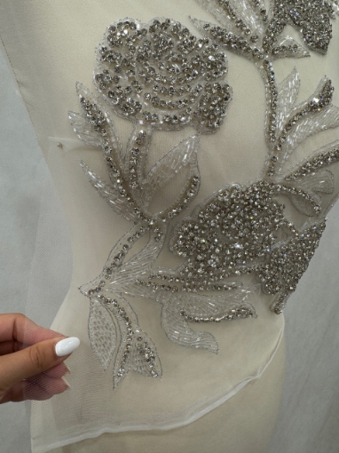 Picture of Silver Leafs - Panou floral aplicatie silver - white