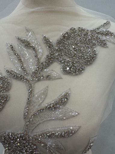 Picture of Silver Leafs - Panou floral aplicatie silver - white