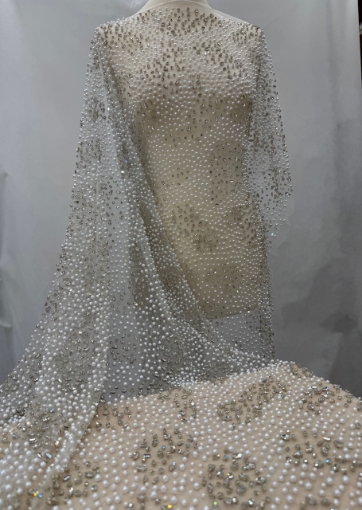 Picture of Stardust Rain Broderie cu cristale arginti si perle  - ivory