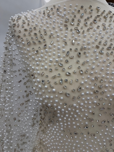 Picture of Stardust Rain Broderie cu cristale arginti si perle  - ivory