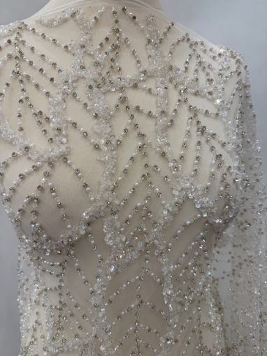 Picture of Crystal Mesh - broderie cu cristale argintii si margele - ivory