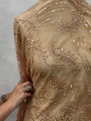 Picture of Salmon pink embroidery with crystals