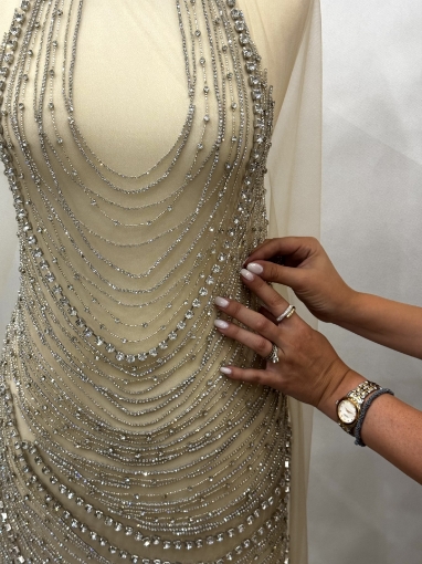 Picture of Handmade silver dress embellished with Crystals crystals.