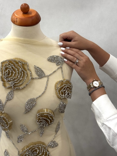 Picture of Gold Roses - Panou floral aplicatie gold&silver