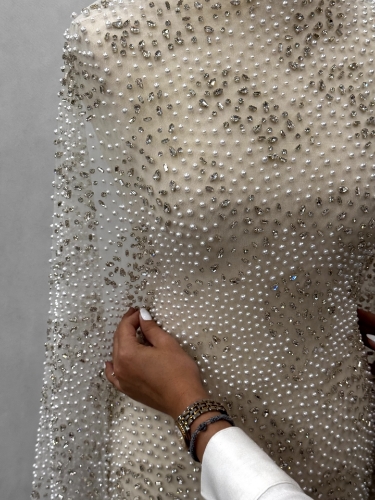 Picture of Stardust Rain Broderie cu cristale arginti si perle  - ivory