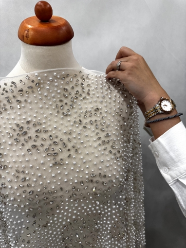Picture of Stardust Rain Broderie cu cristale arginti si perle  - ivory